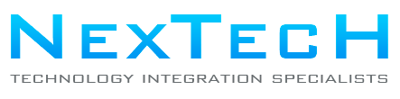 Logo for NexTecH: blue and grey words that say "NextecH Technology Integration Specialists"